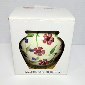 Lovely Handpainted Floral Butterfly Candle Wax Warmer Casa Vero by ACK NWT